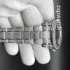 Часы Full Diamond SKY 40 мм, роскошные часы Iced Out, автоматические мужские серебряные часы из нержавеющей стали, черный циферблат, водонепроницаемый комплект из нержавеющей стали Diamond175W