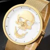 Wristwatches Watch Male Couple Skull Watches Men Women Ladies Gold Punk Skeleton Quartz Cool Man Wrist Female Relogio Masculino230j