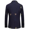 Bee Embroidery Blazer Slim Fit Maschulino Abiti Uomo حفل زفاف Prom Tweed Wool للرجال Suit Suit Jacket266H