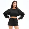 Actieve sets shirt met lange mouwen dames yogaset fitness hoge taille shorts pak sportkleding workout trainingspak gym hardloopkleding