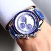 New Moonwatch Master 311 33 40 30 02 001 Quartz Chronograph Mens Watch White Dial Blue Subdial Steel Case Blue Leather Watches HEL2343