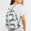 Sacos de compras Verde Dirt Bike Cordão Mochila Homens Gym Workout Fitness Sports Bag Bundled Yoga para Mulheres