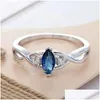 Cluster Ringe Zubehör für Frauen Schmuck Trendy Meer Blau Pferd Auge Zirkon Engagement Sier Ring Anillos Mujer Drop Lieferung Dhel1