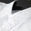 Rhinestone skjorta Mens Long Sleeve Streetwear Slim White Dress Shirts Men Clothing Social Chemise Homme3014