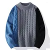 Pulls pour hommes Vintage Patchwork épais pull tricoté hommes pull à carreaux Y2K col montant hiver Harajuku japonais streetwear B143