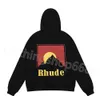 Designer RHUDE Mens Hoodie Carta Imprimir Manga Longa Quente Y2K Hoodie Luxo Gráfico Hoodies Camisola Hip Hop Moletons Soltos Tamanho dos EUA