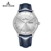 Armbandsur 2021 Reef Tiger RT Dress Watches For Men Blue Leather Band Convex Lens White Dial Automatic RGA82381300I