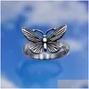 Rings Ins Hiphop Street Rock Bee Butterfly Flame Happy Chrysanthemum Heartbreak Titanium Steel Ring For Women Men Couple Drop Deliver Dhljz