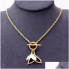 Pendant Necklaces 316L Stainless Steel Shell Double Fish Tail Charm Chain Choker Ot Buckle Necklace For Women Fashion Fine Jewelry Dro Dhkc2