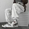 Men's Pants White Mens Hip Hop Cargo Fashion Joggers Casual Streetwear Multi-Pocket Ribbons Harem Sweatpants288Y