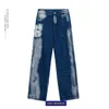 UNCLEDONJM Tie Dyed Men's BF jeans Harajuku Fashion Brand Hip-hop Cool Street Pants biker jeans245D