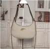 01 Moda Bolsas de Ombro Cadeia Afrodite Hobo Bolsa de Ombro Mulheres Crescente Meia Lua Bolsas Bolsa De Couro Genuíno Moda Letras Zipper Fechamento Múltiplo