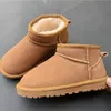 Kids Australian Boots Real Leather Plush Children Snow Boot Designer Australia Ultra Mini Winter Fur Booties Flat Heels Girls Shoes Chestnut new24