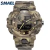 New Camouflage Military Watch SMAEL Brand Sport Watches LED Quartz Clock Men Sport Wristwatch 8001 Mens Army Watch Waterproof X052283x