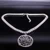 Kettingen Mode Rose Crystal Rvs Ketting Ketting Vrouwen Zilver Kleur Kettingen Sieraden Acero Inoxidable JoyeriaK N152S08