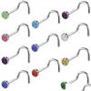 Anneaux de nez Goujons 60pcs / lot strass cristal en acier inoxydable bijoux de nez barre de goujon droit piercing anneau septum narine goutte deliv dhsne