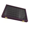 54 Mini Grids Clear Glass Lid Jewelry Tray Box Showcase Display Storage for Home Shop Counter Organizer Ring display box glasses M204E