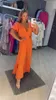 Robes décontractées de base Robe longue orange sexy à col en V pour femmes d'été à manches courtes bouffantes taille creuse robes de vacances haut de gamme Robe 2024