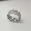 Nuevo diseño de anillo de 2 filas de circonita de diamante, joyería para hombre, anillo de hombre de Hip Hop de latón con circonita cúbica brillante