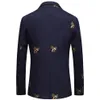 Bee broderi blazer smal fit masculino abiti uomo bröllop prom blazers tweed ull för män stilfull kostym253f