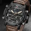 NAVIFORCE Orologi da uomo per orologi sportivi in pelle da uomo di marca di lusso Quarzo da uomo Orologio digitale a LED Orologio da polso militare impermeabile Wa226U