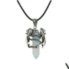 Pendant Necklaces Mens Flying Dragon Necklace Hexagonal Shape Natural Crystal Jewelry Wing Drop Delivery Pendants Dhhc1