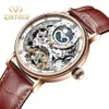 Kinyued Skeleton Watches Mechanical Automatic Men Sport Cray Casual Business Business Watch relojes hombre 210910207t