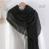 Sciarpa increspata di lino in cotone solido da donna casual Scialle lungo in stile etnico Autunno inverno Sciarpe femminili 180 * 90 cm