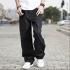 Whole-Black hip hop jeans baggy style loose pants for boy rap jeans mens fat big trousers hiphop long trousers large220S