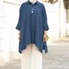 Ethnic Clothing Arab Women Muslim Blouse Vintage Lapel Neck Long Sleeve Solid Loose Shirt Casual Islamic Stylish Abaya Turkey Top