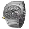 新しいOcto Finissimo Tourbillon 102937 Skeleton Grey Dial Miyota Automatic Mens WatchチタンスチールブレスレットスポーツウォッチこんにちはWA295H