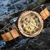 Creatieve Mechanische Houten Horloge Steampunk Skelet Automatische Mannen Natuurlijke Houten Klok Holle Beweging Mode Armbanden B12052123