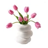 Vases Creative Ceramic Vase Ins Wind Light Luxury High-Grade Abnormity Pebble Home Decoration Living Room Flower Arrangement Decoratio