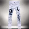 Whole-2016 Weiß 3D Gedruckt Männer Jeans Homme Einzigartige Mann Druck Jeans Baumwolle Große Größe 40 38 Dünne Jeans Für männer Denim Pants177Y