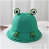 Chapeaux larges chapeaux seau femmes dessin animé petite grenouille double face chapeau de pêcheur style coréen solide escalade en plein air Sunsn Hatwide Drop Deli Dh3HF