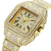 Pintime Hip Hop Men Watch luksusowa marka Diamond Iced Out Watch Men Kalendarz Złoty Kalendarz Mężczyzna Kwarcowa Zegarek Relogio Masculino RELOJ HOM235G