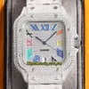 2021 TWF SA0018 Diamantes pavimentados ETA A2824 Reloj automático para hombre Completamente helado Diamante Arco iris Dial romano 316L Acero inoxidable Brace2471