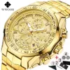 Relogio Masculino nadgarstki zegarki mężczyzn Mężczyzny Top Marka luksusowa wwoor złota chronograf mężczyzn ogląda złoty duży mężczyzna na rękę Man 220705333U