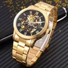 Shenhua Golden Skeleton Automatisk mekanisk klocka Män Fashion Watertproof stockproof Clock Mechanical Watch Men Män tittar på Y19062327Q