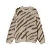 Männer Pullover Mode Nische Unregelmäßige Kontrastfarbe Zebra Muster Oansatz Pullover Lose Beiläufige High Street Oberbekleidung Strickwaren