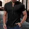 Men's T Shirts Linen Casual Shirt Plain V-neck Summer Daily Clothing Custom LOGO
