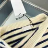 Women's Sweaters Autumn and winter stripe embroidery sticker women's knitted sweater casual temperament commuter top 55