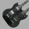 Nieuwe hoogwaardige zwarte dubbele nek 12-snarige + 6-snarige SG elektrische gitaar 258