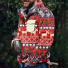 Men's Hoodies Christmas Snowflake Pattern Button Front Pullover Jacket Novel Loose Fit Men Large Sweat Shirts