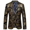 Black Gold Blazer Men Paisley Floral Pattern Wedding Suit Jacket Slim Fit Stylish Costumes Stage Wear For Mens Blazers Designs244d