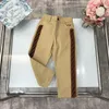 designer khaki pants for girl boy Double letter wide stripe decoration kids Casual pants Size 100-150 CM fashion baby trousers Sep25