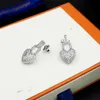 23ss designer earrings for women high quality Charm jewelry Full Diamond Heart shaped Pendant Earrings Including box Gift Choice