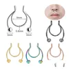 Näsringar Studs Ring Horseshoe Hoop False N OSE Stud Magnetic Membran Rostfritt stål Artificiellt icke -perforerat klipptyp Dhgarden Dha9o