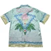 Camicia casual 23s Casablanca camicia da ping pong fiore cambiamento graduale Camicia di seta Camicia hawaiana a maniche corte casablanc