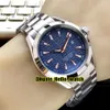 Nuevo 41 mm Aqua Terra 150 m 231 10 42 21 03 004 Reloj de cuarzo suizo con esfera ondulada azul Pulsera de acero inoxidable Caballeros de alta calidad 327o